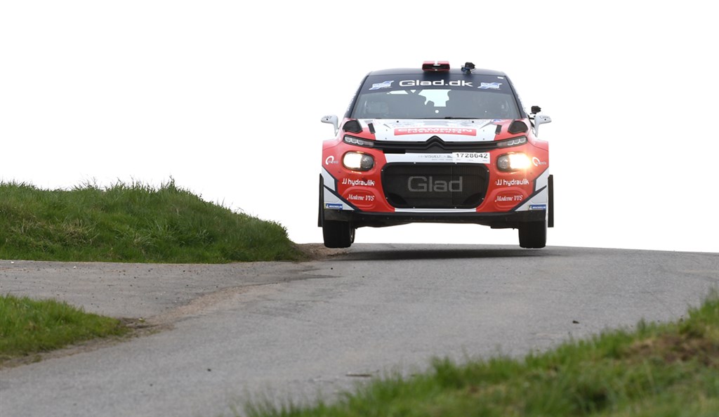 Kenneth Madsen og Mette Felthaus har i deres Citroën C3 Rally2 taget føringen efter den første runde i Dansk Super Rally.
(Foto: Morten Dam - autoMOTIV/specialpress)